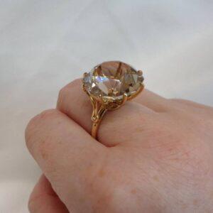 Vintage c.1966 Smoky Quartz Ring 9ct Yellow Gold - 18.38ct!! Size L 1/2 (US 6) (S8385) - Image 6