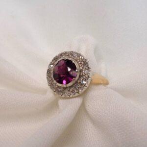 Antique Tourmaline & Diamond Cluster Ring 18ct Yellow Gold - Size M 1/2 (US 6.5) (S7894) - Image 8
