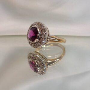 Antique Tourmaline & Diamond Cluster Ring 18ct Yellow Gold - Size M 1/2 (US 6.5) (S7894) - Image 4