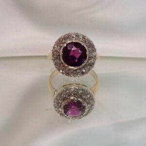 Antique Tourmaline & Diamond Cluster Ring 18ct Yellow Gold - Size M 1/2 (US 6.5) (S7894) - Image 5