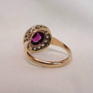 Antique Tourmaline & Diamond Cluster Ring 18ct Yellow Gold - Size M 1/2 (US 6.5) (S7894) - Image 6