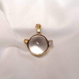 Pool Of Light Rock Crystal Pendant 9ct Yellow Gold - Length 26mm (S8382) - Image 1