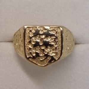 England Three Lions Shield Signet Ring 9ct Yellow Gold - Large Size Z +1 (S8390) - Image 4