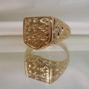 England Three Lions Shield Signet Ring 9ct Yellow Gold - Large Size Z +1 (S8390) - Image 8
