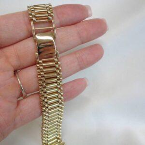 Vintage c.1986 Watch Strap Solid 9ct Yellow Gold - 30.9g Heavy! - 15.5mm Width - Length 16.2cm - 16.7cm (S8397) - Image 7