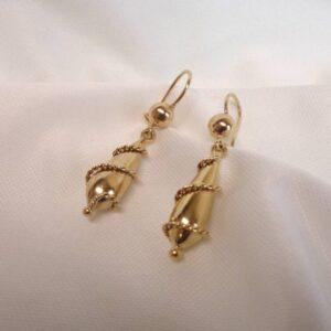 Fancy Spiral Earrings 9ct Yellow Gold - 45mm Drop - 5.4 grams (S8398) - Image 3