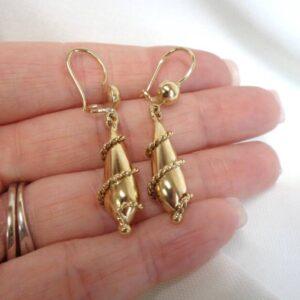 Fancy Spiral Earrings 9ct Yellow Gold - 45mm Drop - 5.4 grams (S8398) - Image 4