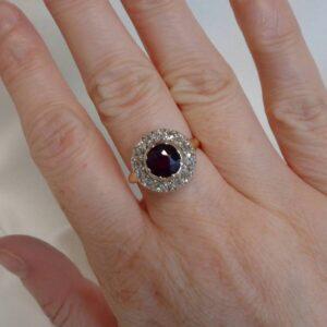Antique Tourmaline & Diamond Cluster Ring 18ct Yellow Gold - Size M 1/2 (US 6.5) (S7894) - Image 3