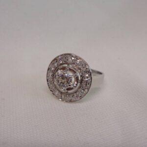 French 1950's 1.28ct Diamond Target Ring in Platinum - Certified Natural Diamonds (S7423) - Image 4