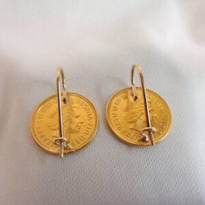 22ct Gold Half Sovereign Coin Earrings 9ct Gold Hooks - Dated 2000 - Length 23.5mm (S8386) - Image 3