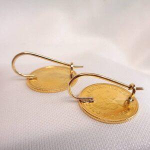 22ct Gold Half Sovereign Coin Earrings 9ct Gold Hooks - Dated 2000 - Length 23.5mm (S8386) - Image 5