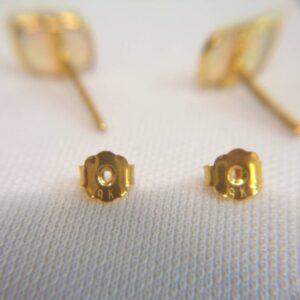 Natural Opal Stud Earrings 9ct Yellow Gold - 6.5mm x 4.5mm (S8404) - Image 4