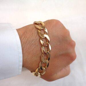 Solid Curb Bracelet 9ct Yellow Gold - Length 9.25 inches (23.49cm) - Heavy 45.0 grams (S8309) - Image 5
