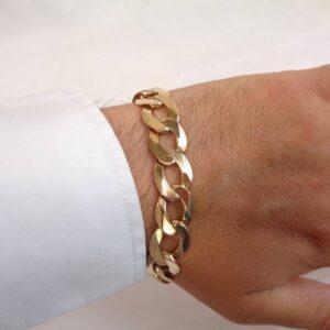 Solid Curb Bracelet 9ct Yellow Gold - Length 9.25 inches (23.49cm) - Heavy 45.0 grams (S8309) - Image 6