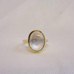 Beautiful Moonstone Ring 14ct Yellow Gold - Size O (US 7) (S8409) - Image 4