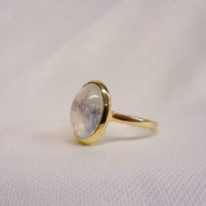 Beautiful Moonstone Ring 14ct Yellow Gold - Size O (US 7) (S8409) - Image 5