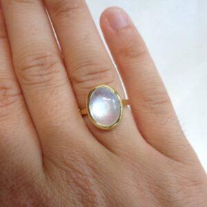 Beautiful Moonstone Ring 14ct Yellow Gold - Size O (US 7) (S8409) - Image 8
