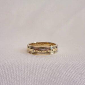 Mizpah Band 9ct Yellow Gold - Diamond Set - Size L (US 5.75) (S8408) - Image 3