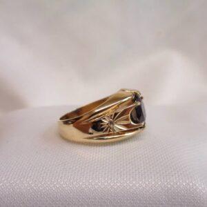 Vintage Garnet Signet Ring 9ct Yellow Gold - Size P 1/2 (US 7.75) (S8422) - Image 5