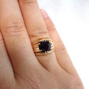 Vintage Garnet Signet Ring 9ct Yellow Gold - Size P 1/2 (US 7.75) (S8422) - Image 8