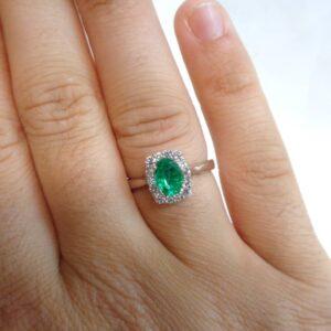 Quality Emerald & Diamond Cluster Ring 18ct White Gold - Size N 1/2 (US 6.75) (S7915) - Image 8
