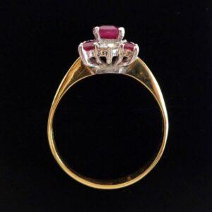 Beautiful Ruby & Diamond Cluster Ring 18ct Yellow Gold - Size Q (US 8) (S7784) - Image 3