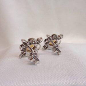 Citrine & Diamond Stud Earrings 9ct White Gold - 19mm x 17mm (S7858) - Image 4