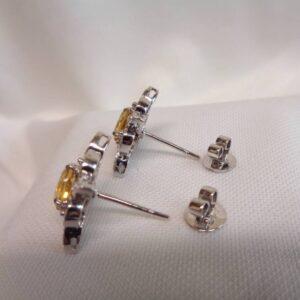 Citrine & Diamond Stud Earrings 9ct White Gold - 19mm x 17mm (S7858) - Image 5