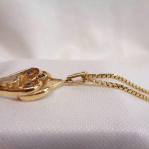 Vintage c.1985 Sapphire & Aquamarine Heart Pendant 9ct Gold - Length 36mm - 19in Chain (S8260) - Image 4