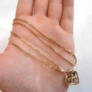 Vintage c.1985 Sapphire & Aquamarine Heart Pendant 9ct Gold - Length 36mm - 19in Chain (S8260) - Image 6