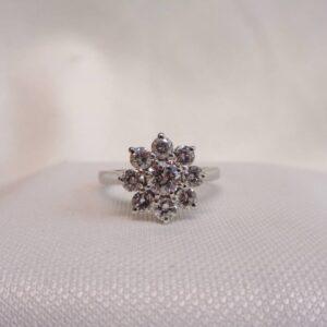 Vintage c.1975 1.02ct Diamond Daisy Cluster Ring 18ct White Gold - Size N - Colour F/G Clarity VS/SI (S8243) - Image 4