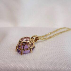 Amethyst & Diamond Pendant 9ct Yellow Gold - Length 17mm - Chain 20in (51cm) (S8445) - Image 4