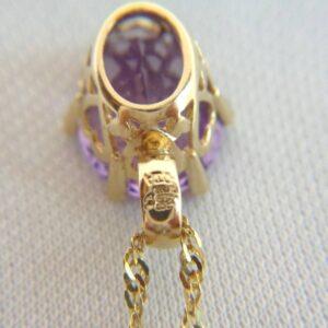 Amethyst & Diamond Pendant 9ct Yellow Gold - Length 17mm - Chain 20in (51cm) (S8445) - Image 5