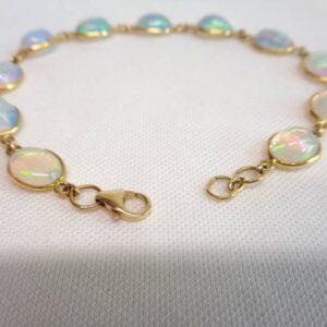 Natural Opal Bracelet 14ct Yellow Gold - Length 7 1/2in (S8428) - Image 5