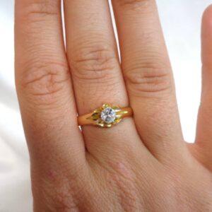 Antique 0.50ct Old, European Diamond Signet Ring 18ct Gold - Size S 1/2 (S8410) - Image 7