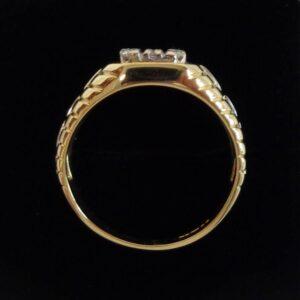 Vintage c.1988 Diamond Signet Ring 18ct Two Colour Gold - Size Q 1/2 (US 8.25) (S8389) - Image 3