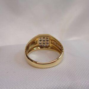 Vintage c.1988 Diamond Signet Ring 18ct Two Colour Gold - Size Q 1/2 (US 8.25) (S8389) - Image 6