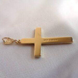 Vintage c.1970 Patterned Cross Pendant Solid 9ct Gold - Length 43mm - 4.6g (S8453) - Image 3