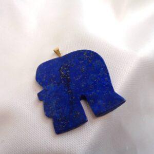 Lapis Lazuli Elephant Pendant with 14ct Yellow Gold Inlay - Length 41mm (S8454) - Image 5