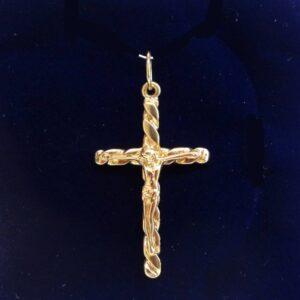 Crucifix Pendant Solid 9ct Yellow Gold - Length 52mm - 5.6 grams (S8457) - Image 1