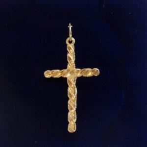 Crucifix Pendant Solid 9ct Yellow Gold - Length 52mm - 5.6 grams (S8457) - Image 2