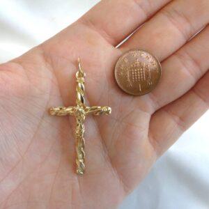 Crucifix Pendant Solid 9ct Yellow Gold - Length 52mm - 5.6 grams (S8457) - Image 8