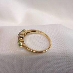 Peridot & Diamond Ring 9ct Yellow Gold - Size P 1/2 (S8455) - Image 5