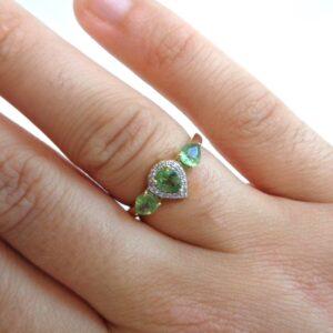 Peridot & Diamond Ring 9ct Yellow Gold - Size P 1/2 (S8455) - Image 9