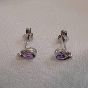 Amethyst and Diamond Pear Shaped Stud 9ct Gold - 8.5mm x 6.5mm  (S8480) - Image 3
