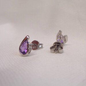 Amethyst and Diamond Pear Shaped Stud 9ct Gold - 8.5mm x 6.5mm  (S8480) - Image 7