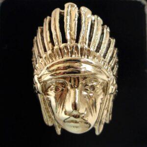 9ct Gold Native American Statement Ring - 14.2g - Size O (S8468) - Image 1