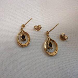 Beautiful 9ct Sapphire and Diamond Earrings - 18mm Drop Earrings (S8469) - Image 3