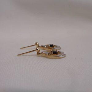 Beautiful 9ct Sapphire and Diamond Earrings - 18mm Drop Earrings (S8469) - Image 5