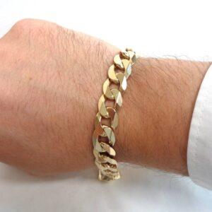 Solid Curb Bracelet 9ct Yellow Gold - Length 9 3/4 - 42.1 grams (S8451) - Image 2